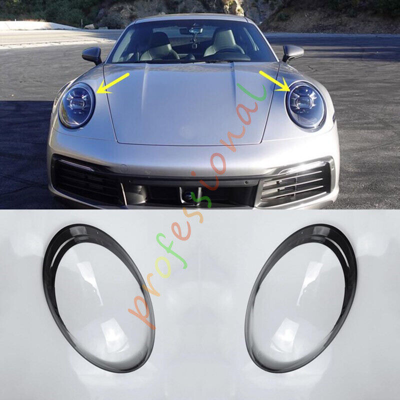 For Porsche 911 2022-2024 Left&Right Headlight Clear Lens Cover + Sealant