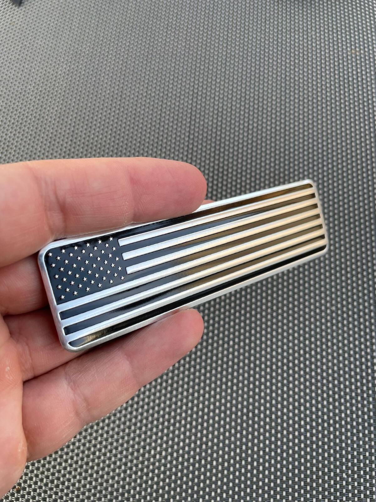 1 (ONE) 3D BLACK USA FLAG EMBLEM BADGE - FITS ALL VEHICLES