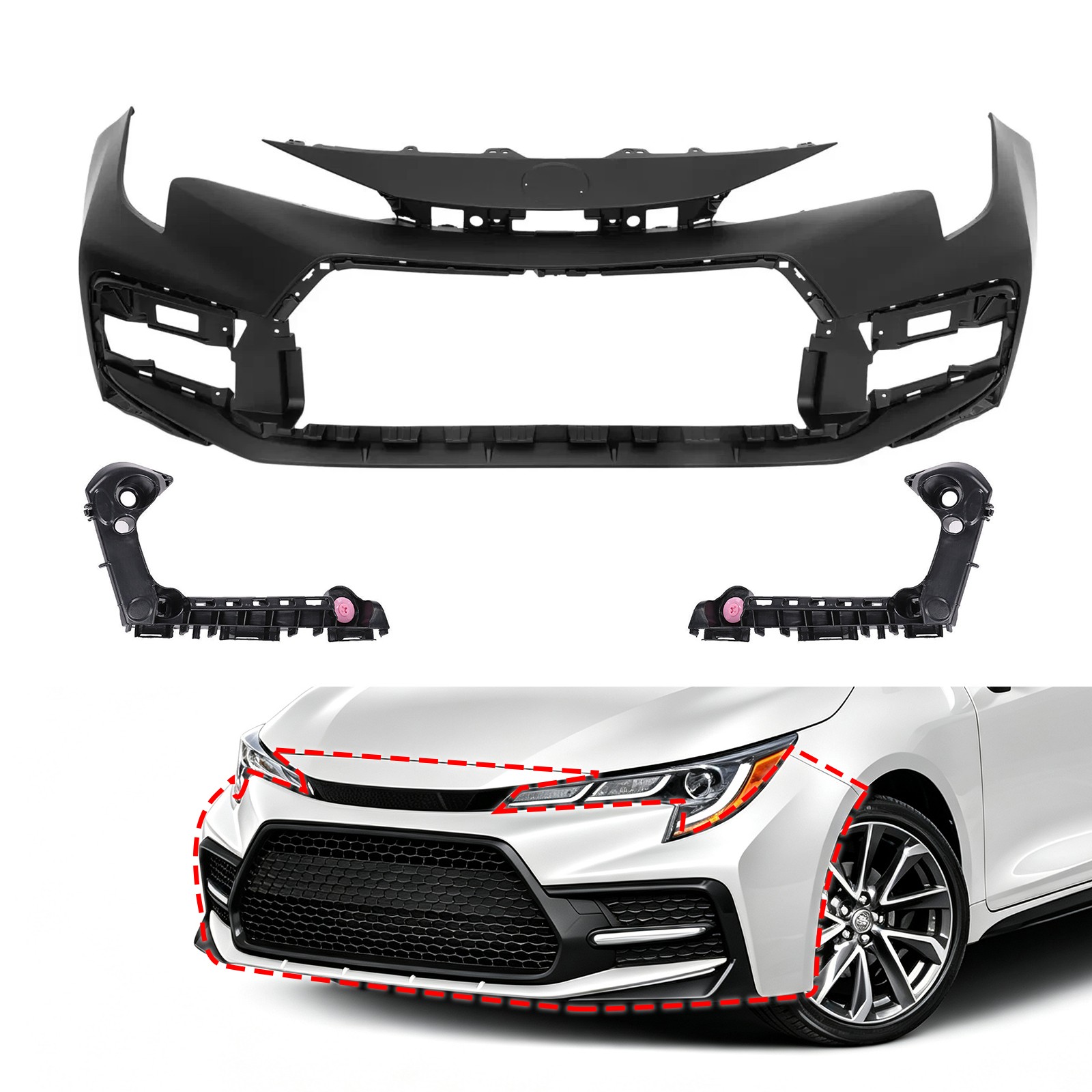 For 2020-2026 Toyota Corolla SE XSE Front Bumper Face Bar Cover Primed w/Bracket
