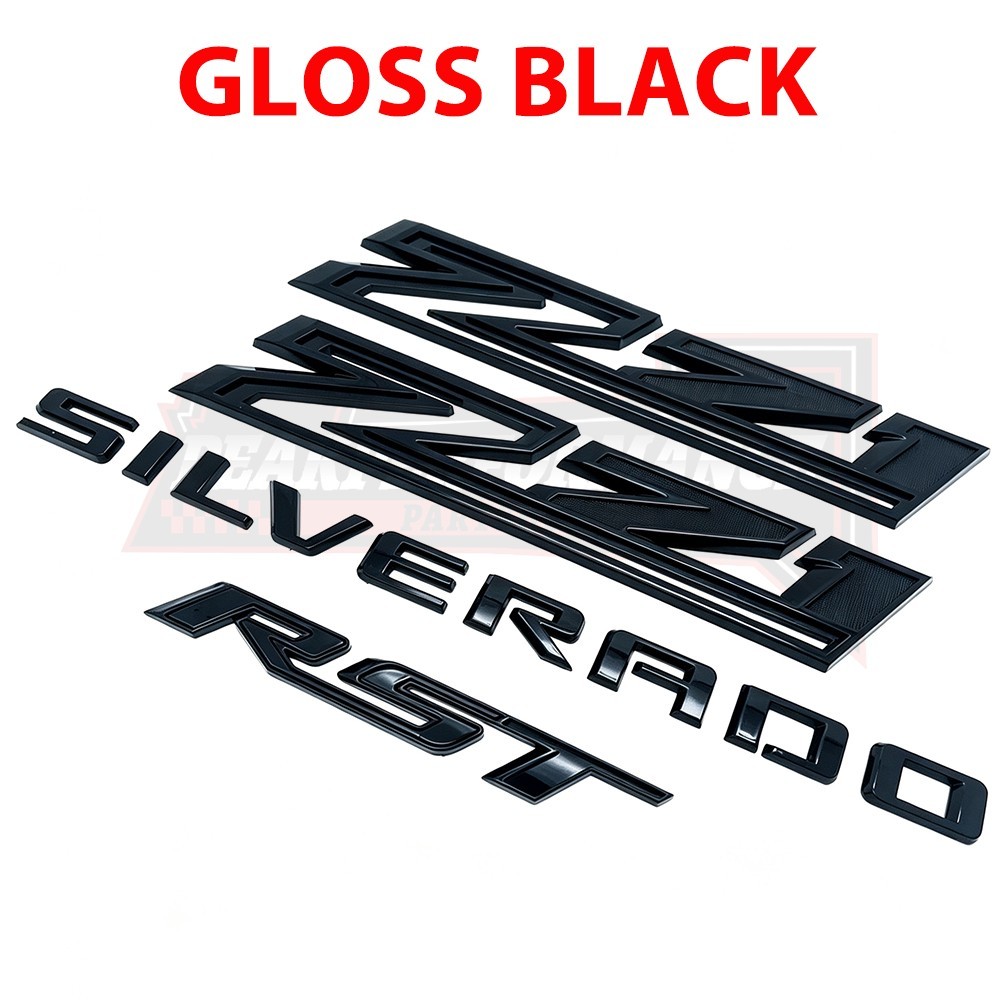 4pcs 2019-2024 Gloss Black For Silverado RST Z71 Emblem Nameplate Badge Kit