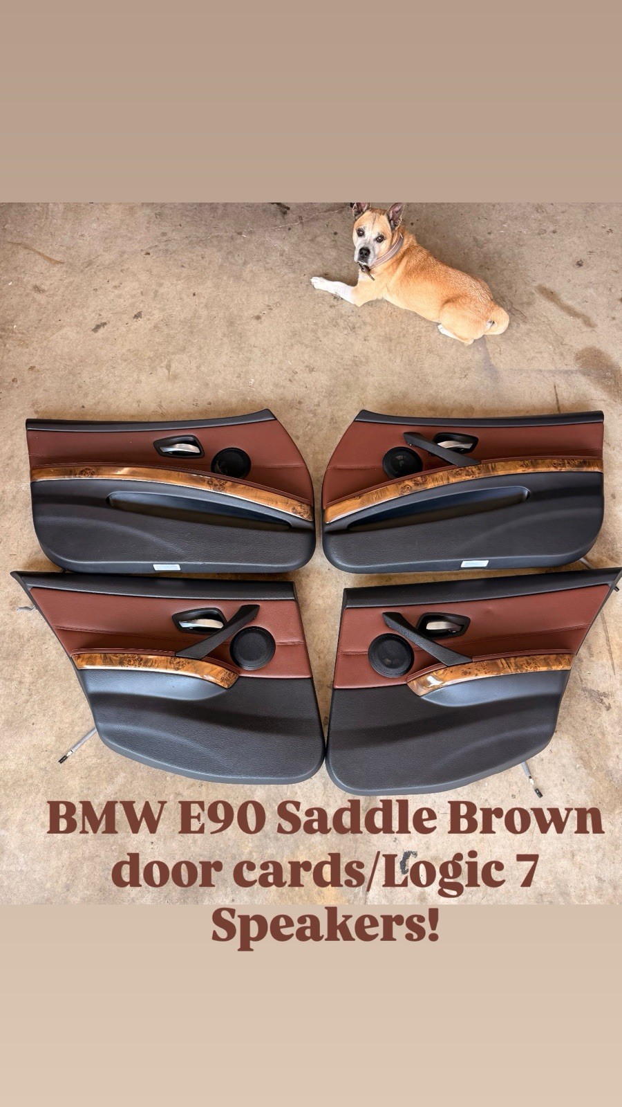 BMW E90 328 330 335i Sedan Saddle Brown Interior Door Card Panels OEM W/Logic 7
