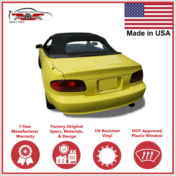 Fits: Toyota Celica Convertible Soft Top & Plastic window 1995-01 Black Pinpoint