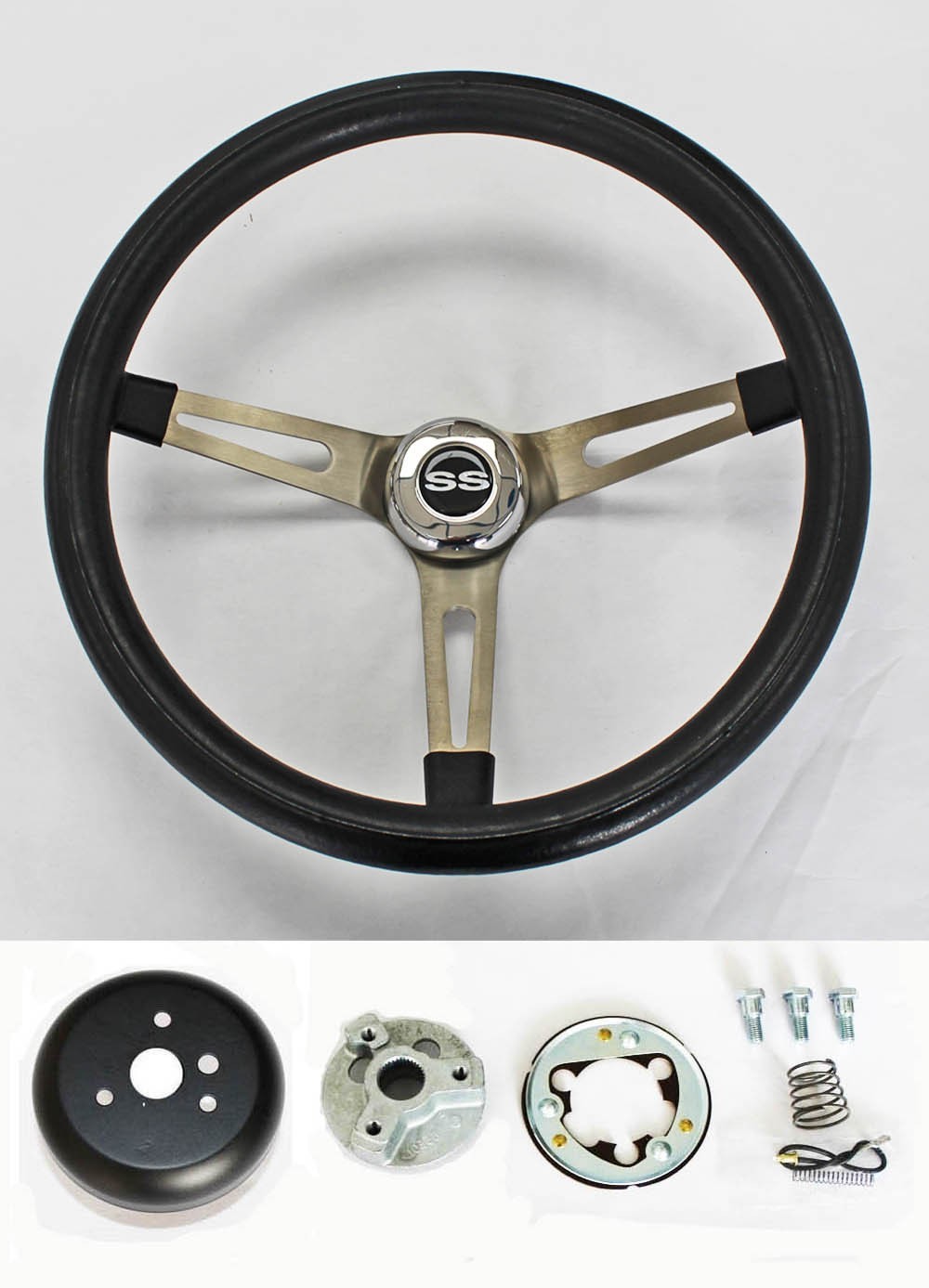 1969-1972 Chevelle steering wheel Black Grip Stainless Steel Spokes 15