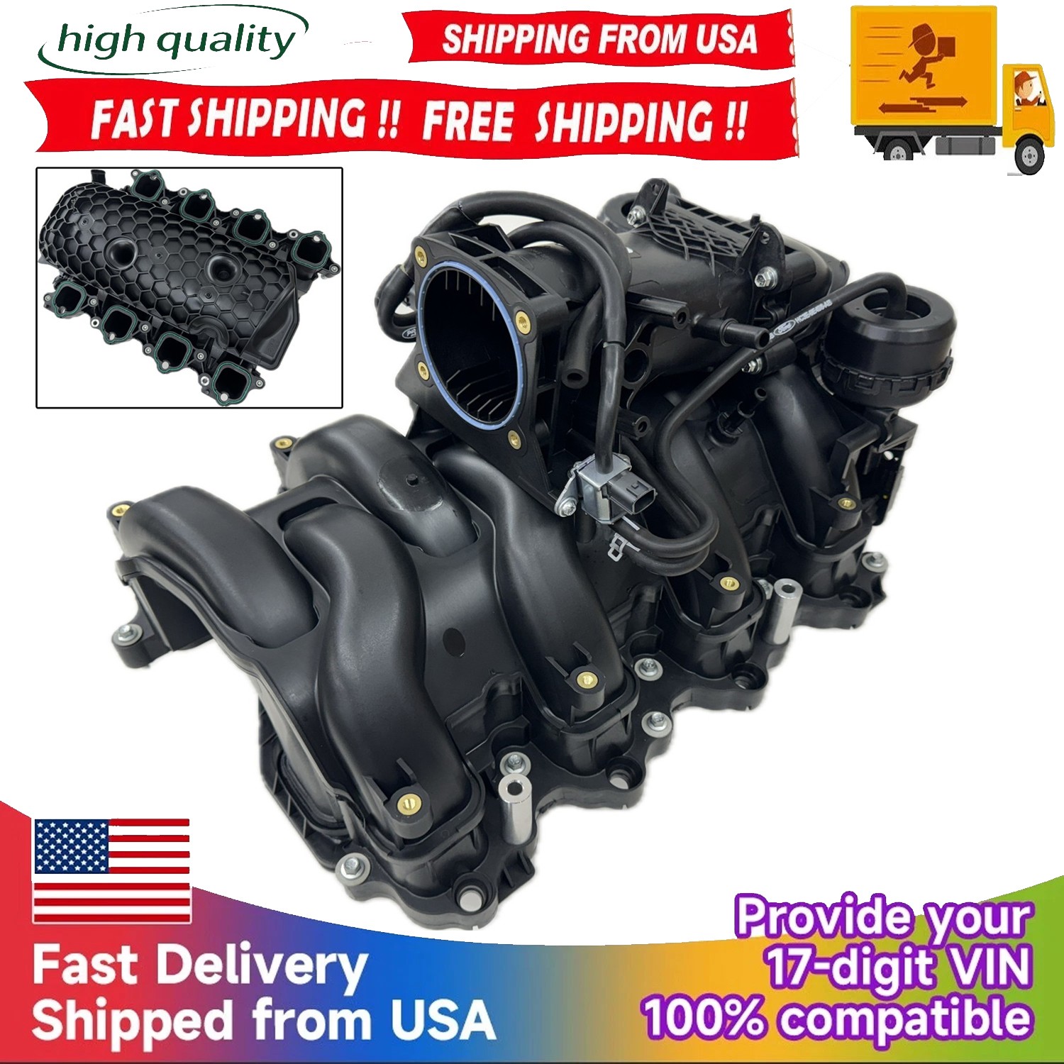 For 17 thru 19 Ford Super Duty Intake Manifold 6.2L 16V V8 Gas IMRC HC3Z-9424-G