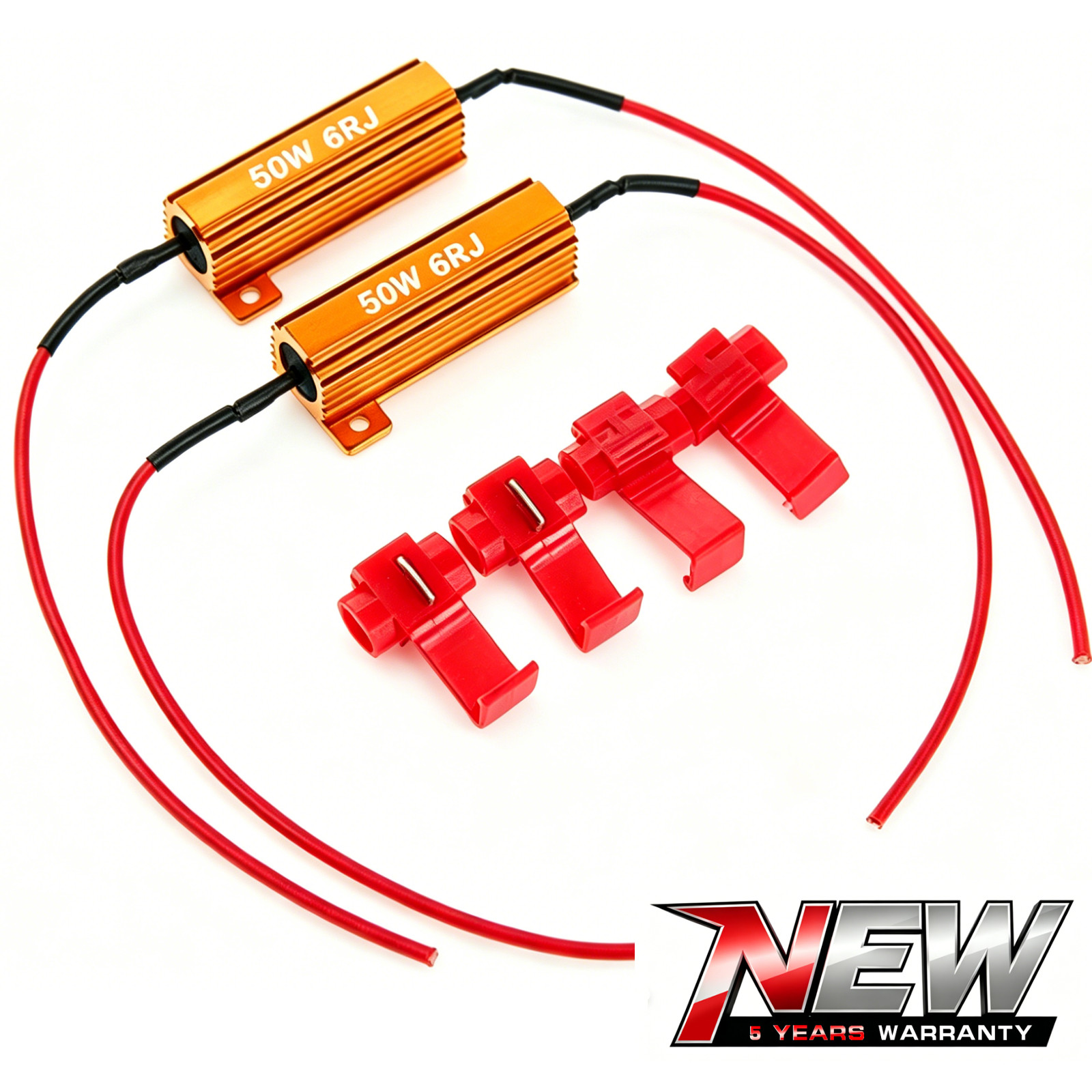 (2)6Ohm 50Watt LED Light Load Resistor LED Tail/Turn Signal Hyper Flash Fix Kit