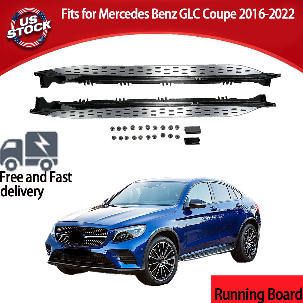 Running Board Side Step Fit for Mercedes Benz GLC Coupe 2016-2022 2Pcs US Stock