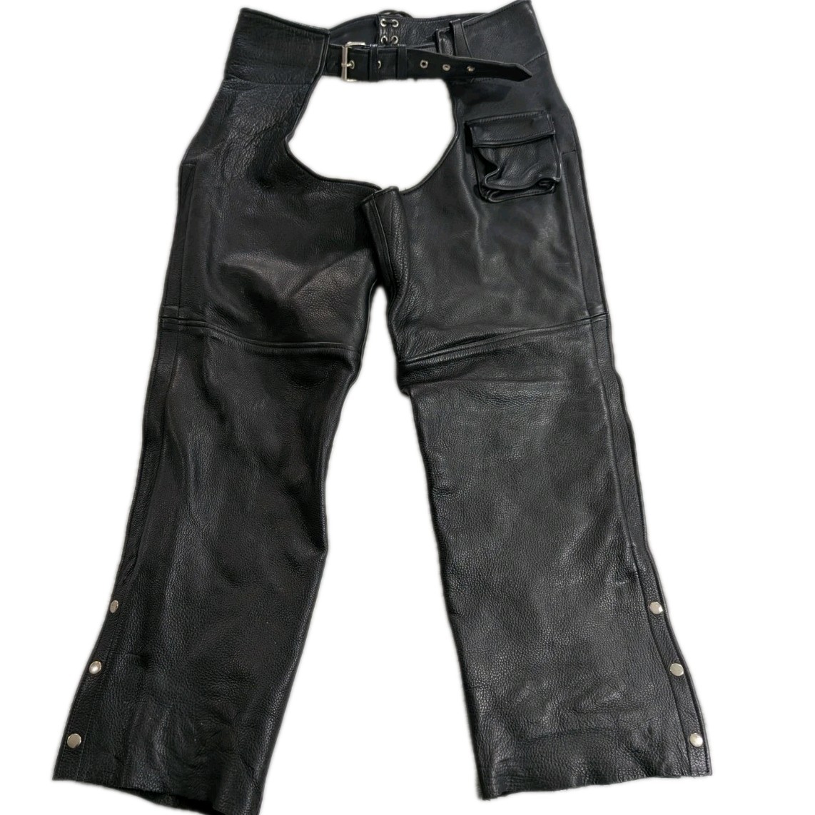 UNIK Premium Black Leather Motorcycle Chaps Mens Size XL 34x31 Very Nice UNIK Premium Black Leather Motorcycle Chaps Mens Size XL 34x31 Very Nice