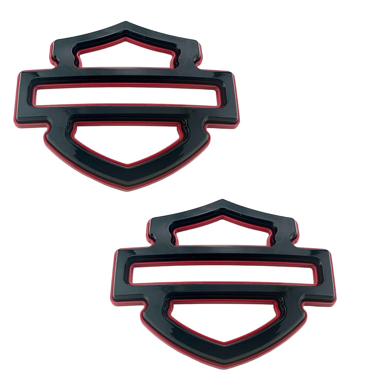 2Pc Custom Tank Emblems Black Red Double Layer 5 or 6 gal tank CVO