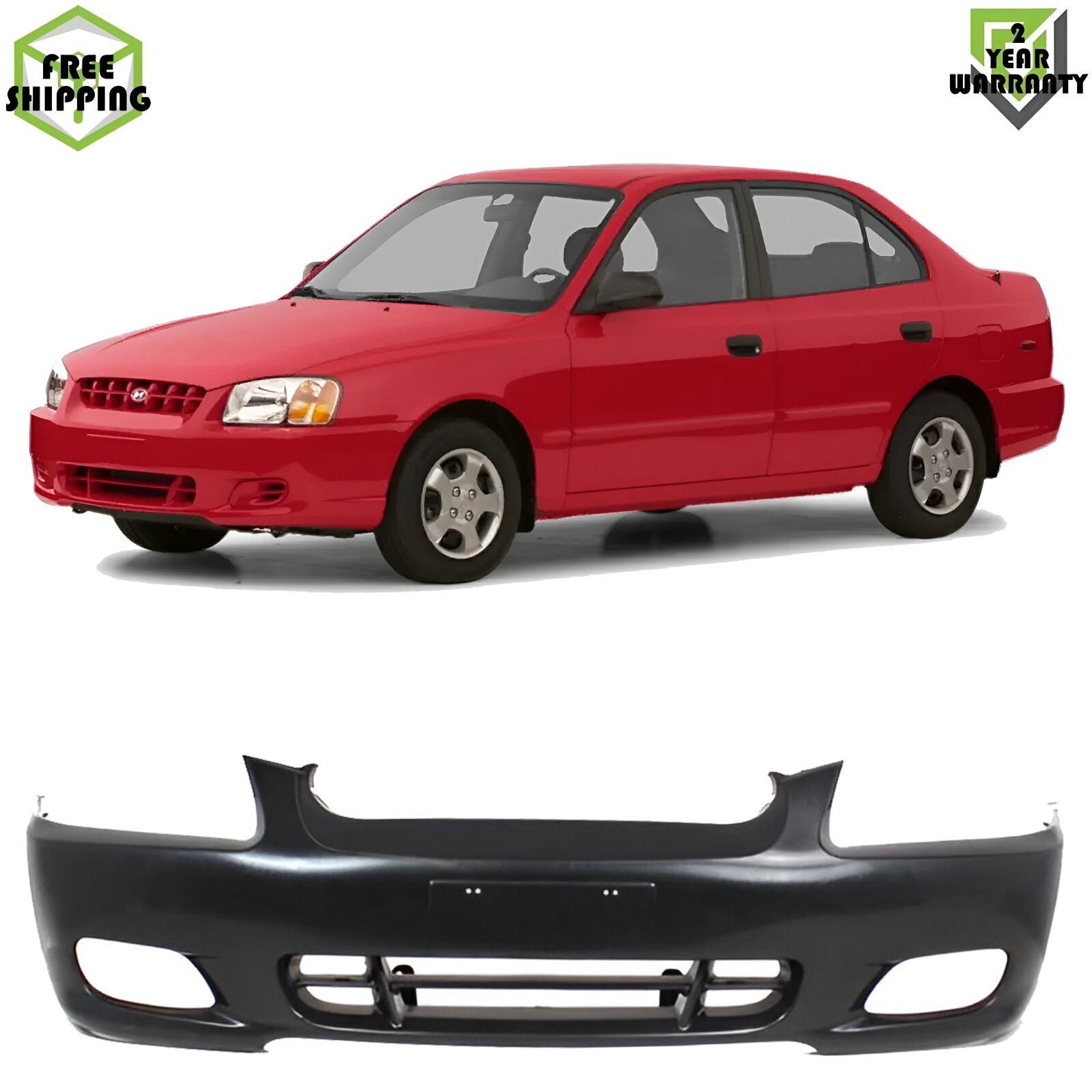 Front Bumper Cover Primed Plastic For 2000-02 Hyundai Accent