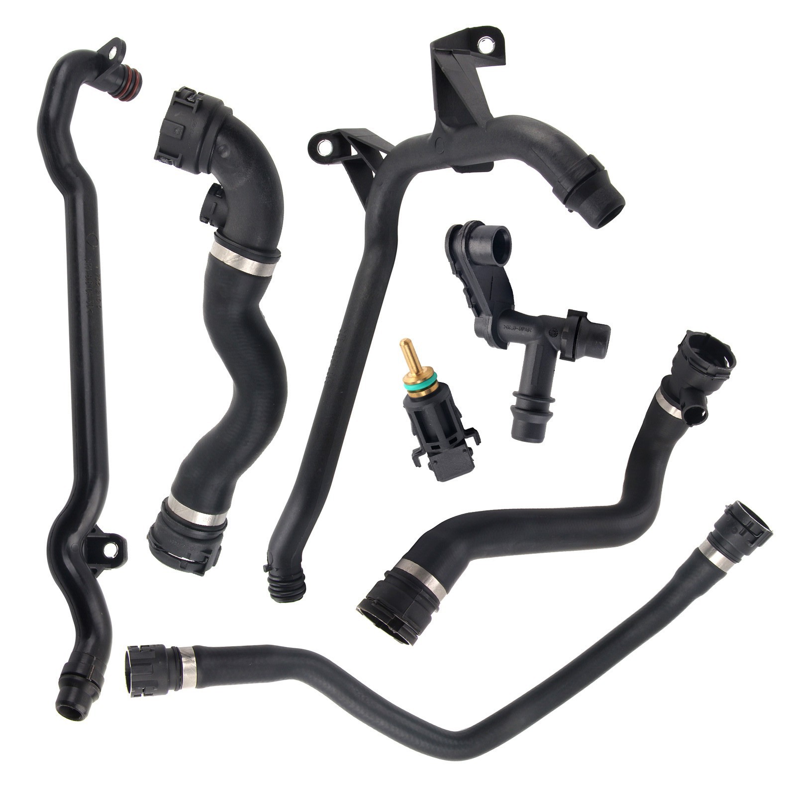 7Pcs For BMW E46 323 325 328 330 Set Expansion Tank Coolant Radiator Hose Kit