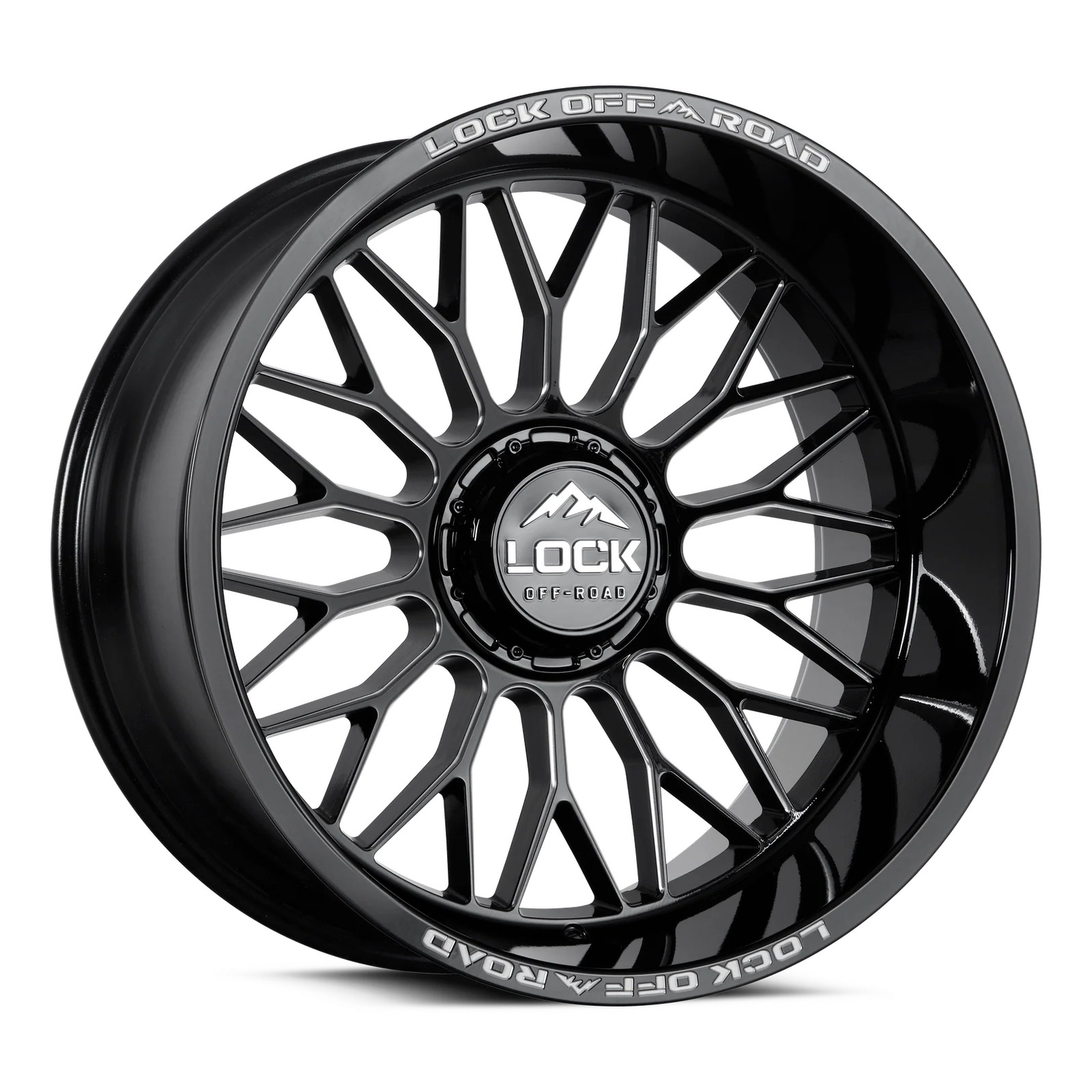 22x10 Lock Extreme Rampage Gloss Black Milling Wheel 8x180 (-18mm)