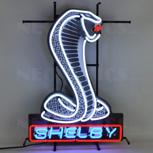 Shelby Cobra Snake Logo Red White Neon Sign Wall Mount Neonetics 28