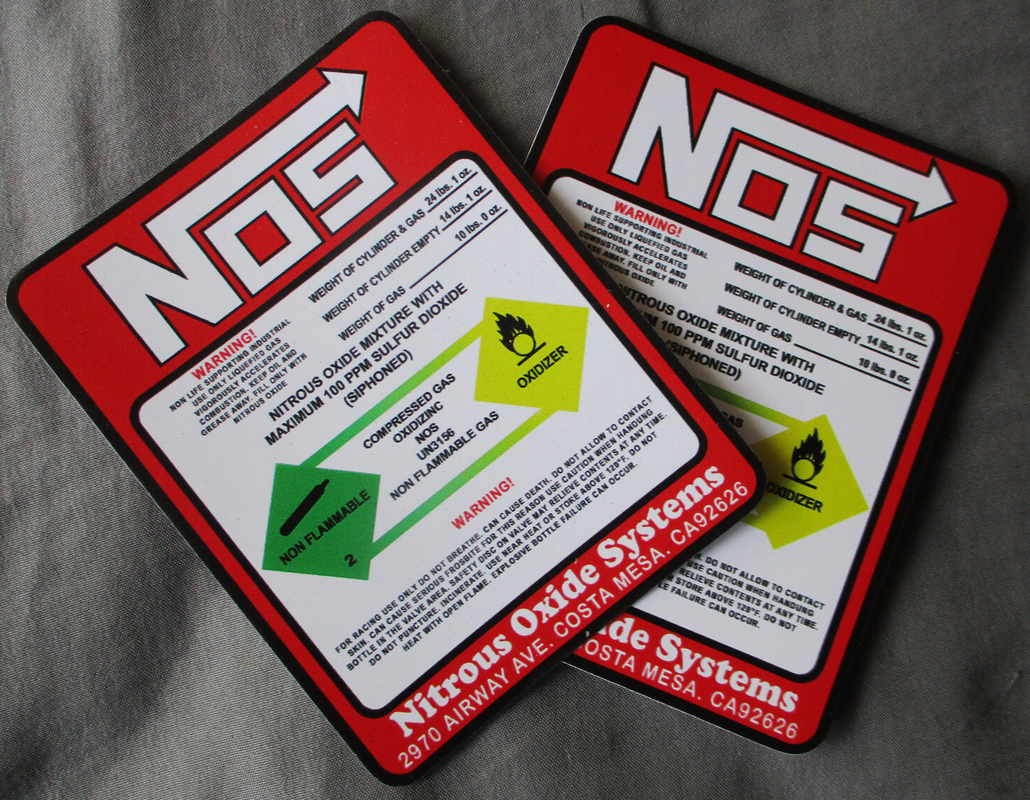 2X NOS Nitrous Oxide Racing Label Decals Stickers 