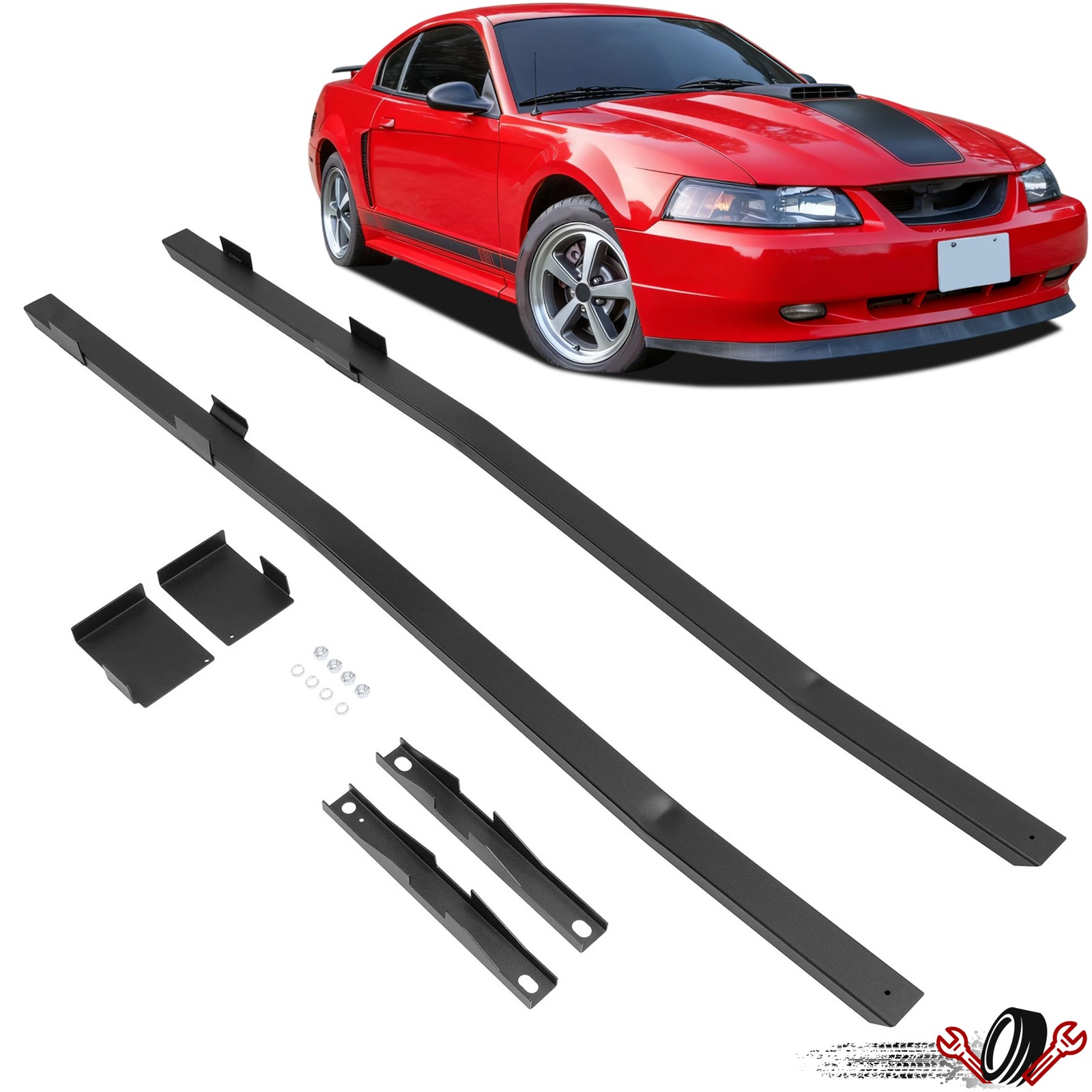 For Ford Mustang 1979-2004 Black Subframe Connectors Full Length Raw #555-5245