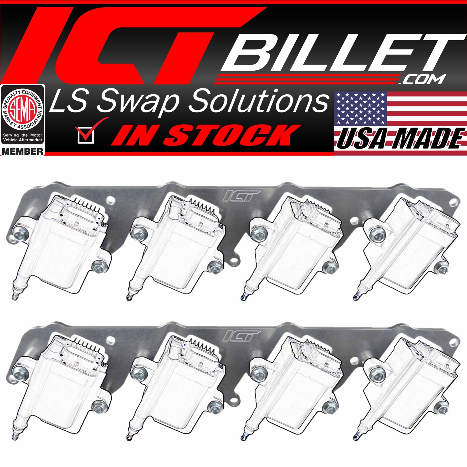 ICT Billet LS Billet Coil Brackets Compatible with Holley EFI Coil Packs LS1