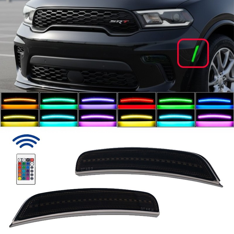For Dodge Durango 2021-2025 Flowing LED RGB Front Fender Side Marker Light