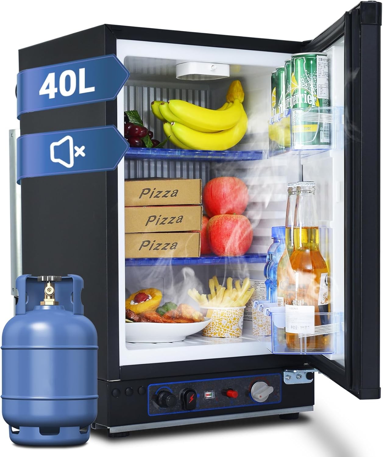 3 Way Camper Refrigerator Propane 12V/110V Mini Fridge Motorhome Gas 1.4 cu ft