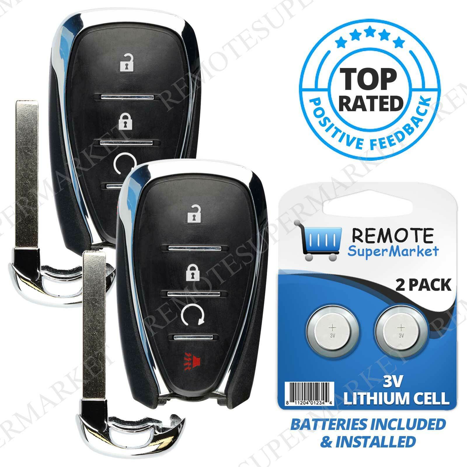 2 Replacement for HYQ4EA 2017 2018 Chevrolet Volt Remote Start Key Fob 433mhz