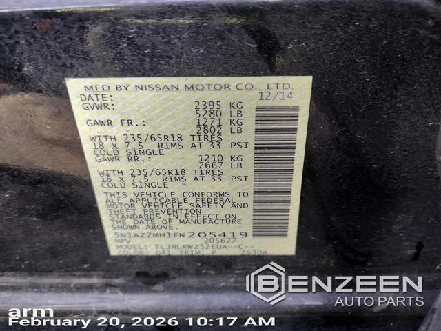 Driver Rear Strut OEM 2015 NISSAN MURANO 1YR Wrnty