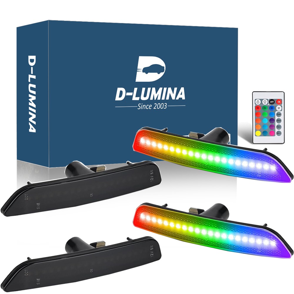 For 2010-14 Ford Mustang 4PCS RGB Front Rear Bumper LED Side Marker Lights Lamps