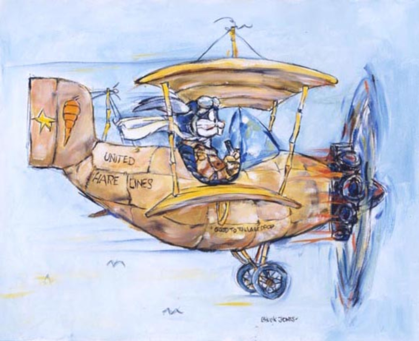 CHUCK JONES Flying United Hare Lines Bugs WB Canvas Print Ltd Ed 400 LRG Plane