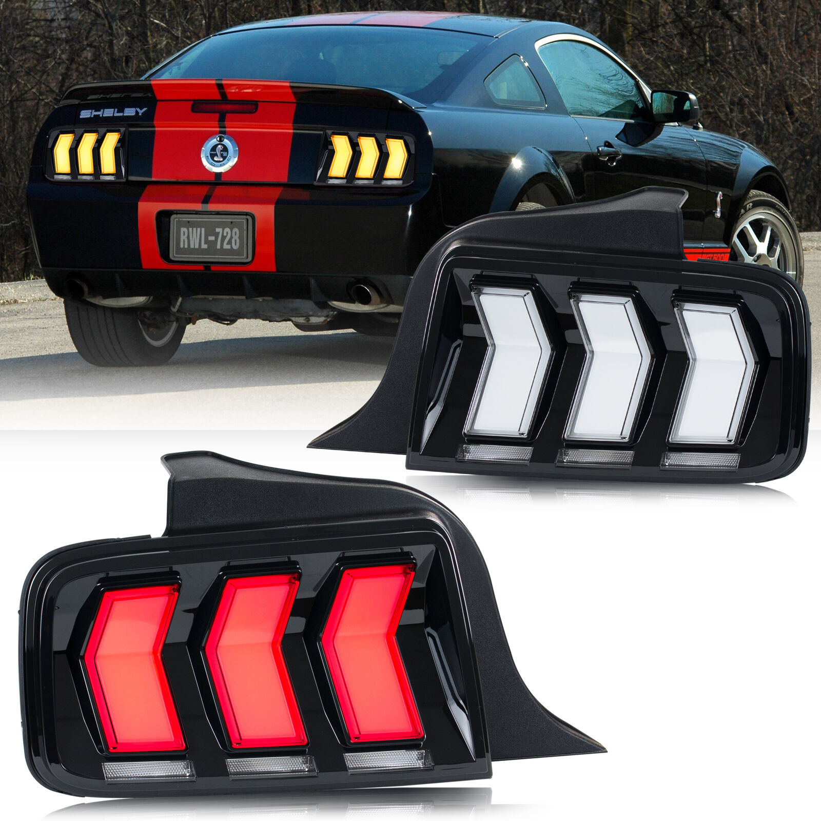 LED Tail Lights for Ford Mustang 2005-2009 5th Gen S-197 Sequential Rear Lamps