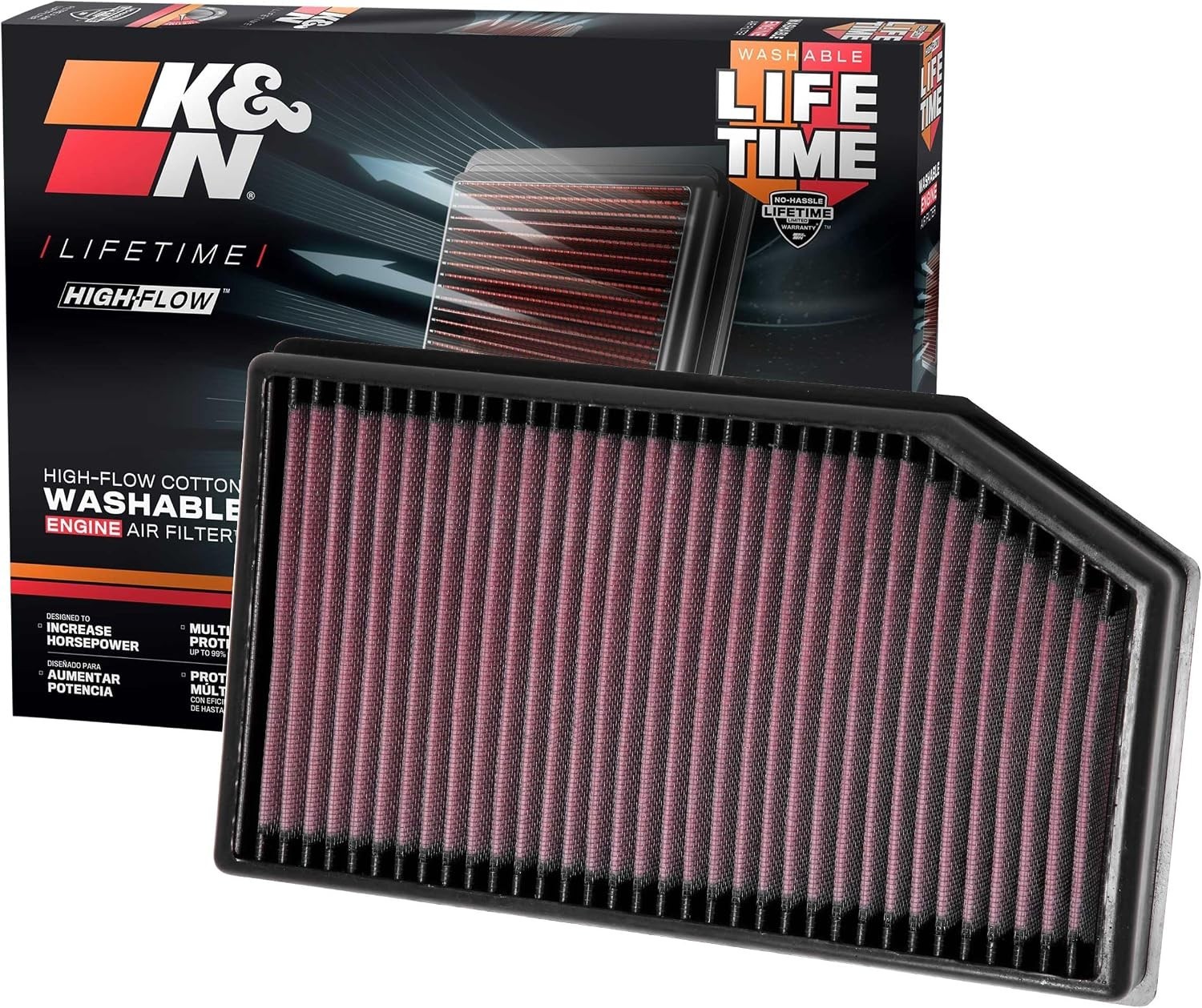 K&N 33-5076 Drop in Replacement Air Filter For 19-26 Jeep Wrangler JL 3.6L 2.0L