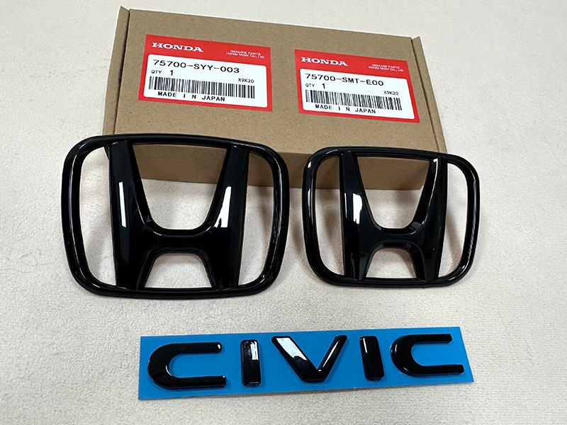 Genuine 3Pcs Black Front Rear Emblem For 2023 CIVIC LX Hatchback 4-Door