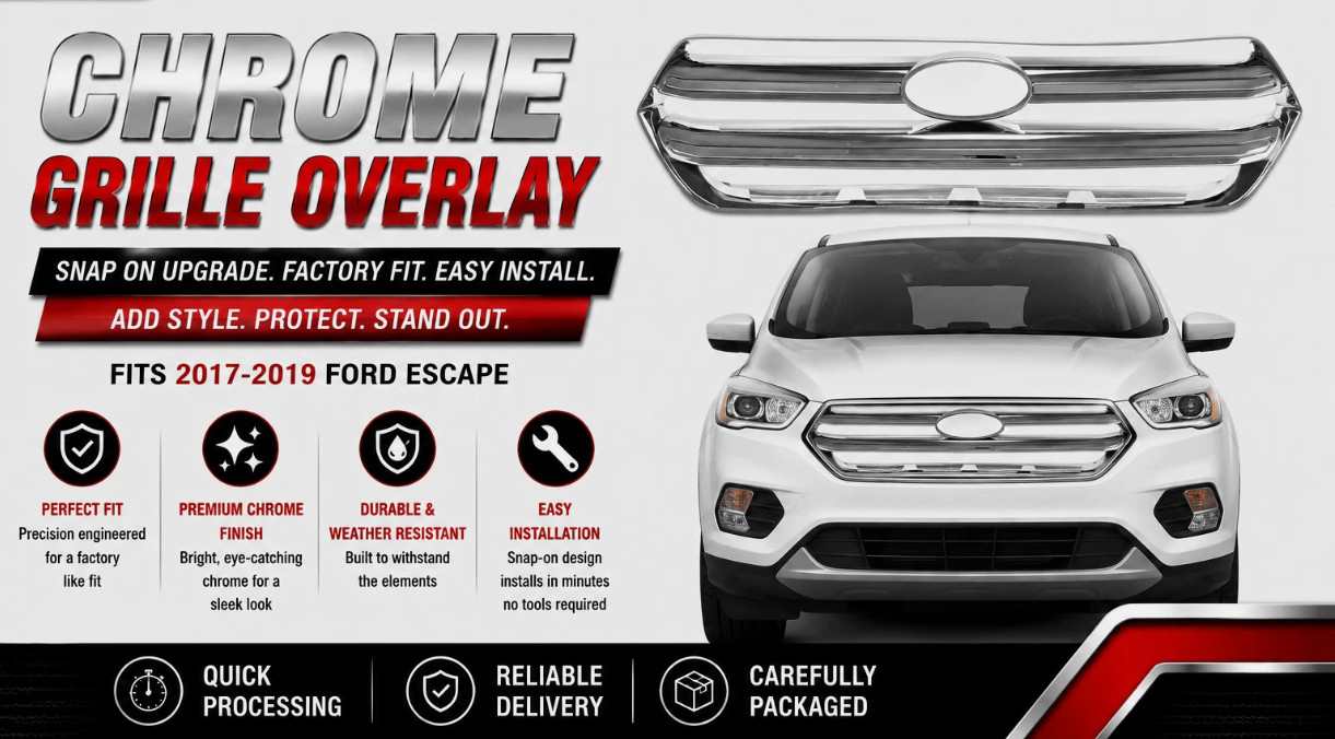 2017-19 Ford Escape CHROME Snap On Grille Overlay  Trim Covers ABS484