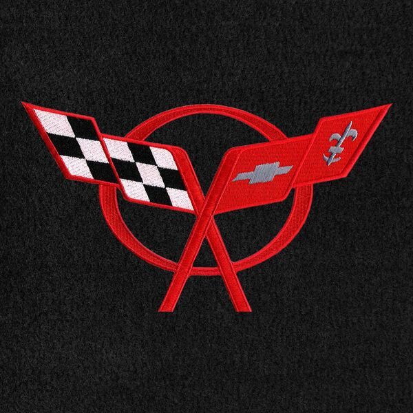 *Lloyd Mats Velourtex C5 Corvette Red Logo Black Floor Mats (1997-2004)