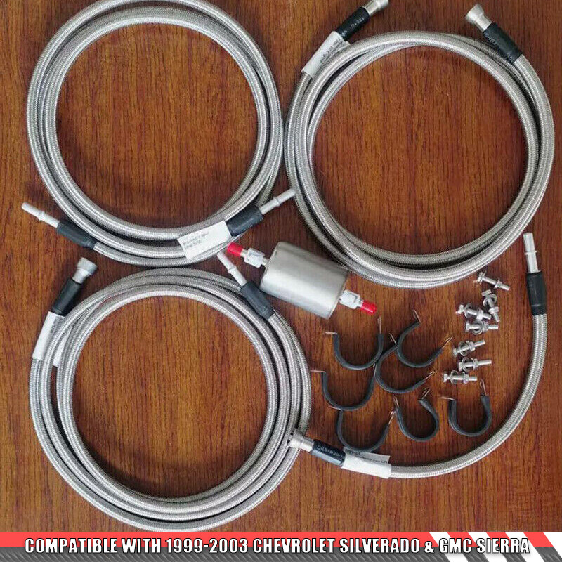 Fit 1999-2003 Chevrolet Silverado GMC Sierra SS Braided Fuel Line Quick Fix Kit 