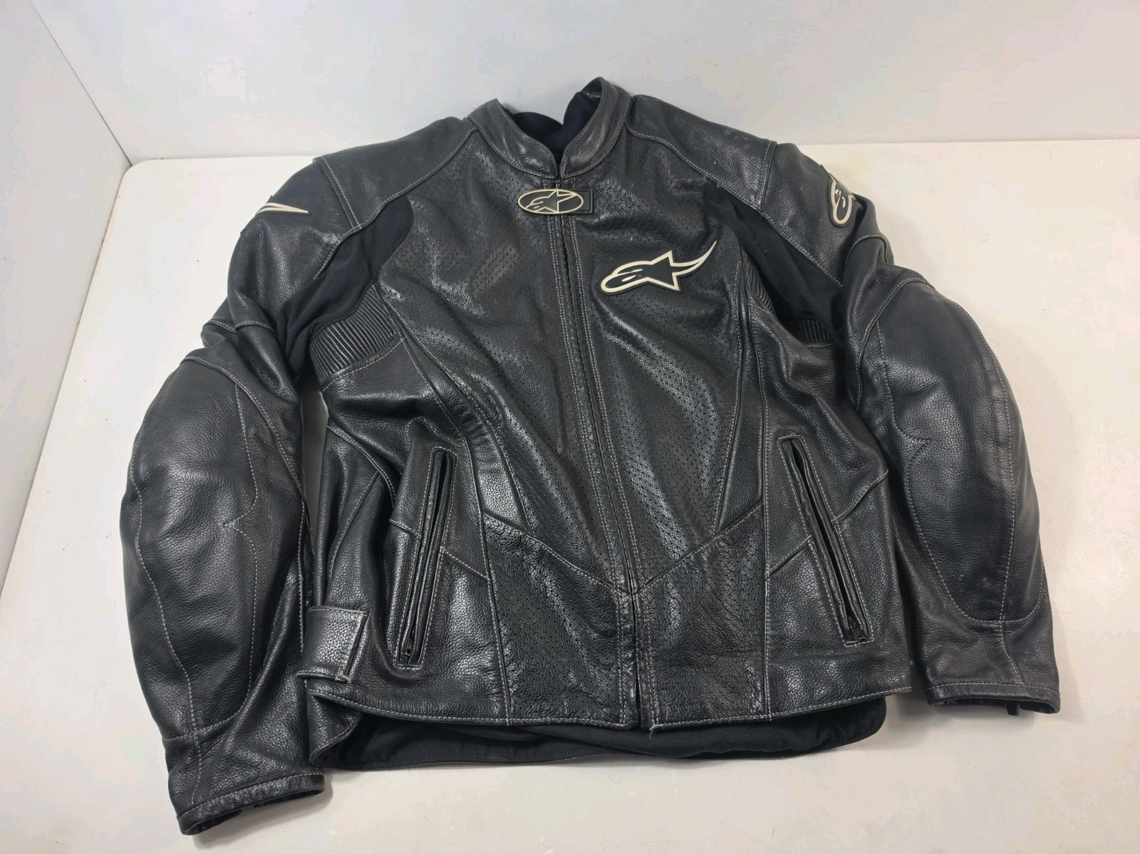 Alpinestars Stage motorcycle perf Leather Jacket armor Large riding icon street Alpinestars Stage motorcycle perf Leather Jacket armor Large riding icon street