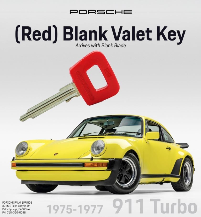 Genuine 1975-1977 Porsche 911 Turbo Blank Red  Valet Key OEM 91453190311