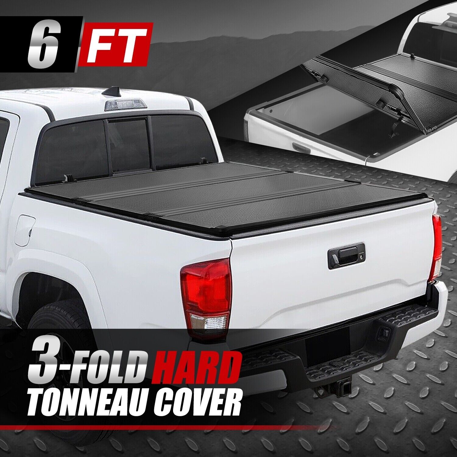 For 16-23 Toyota Tacoma Truck 6Ft Short Bed Hard Solid Tri-Fold Tonneau Cover