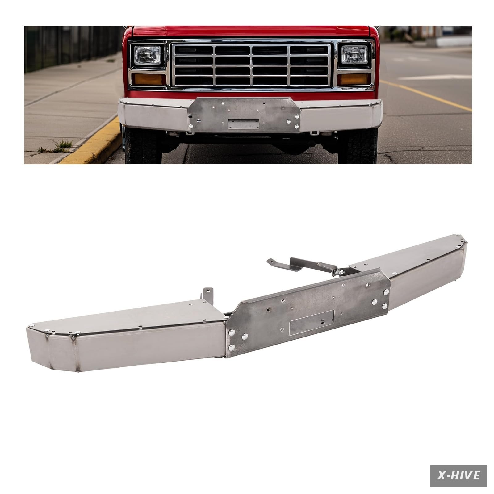 1 Bumpers KUAFU Bumper Assembly Compatible 1980-1986 Bronco Chrome Steel