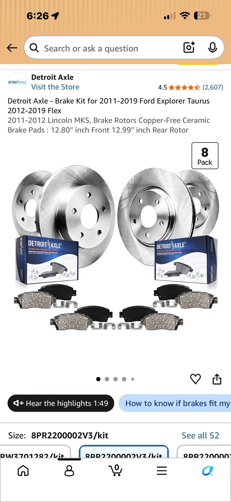 Detroit Axel Front And Back Ceramic Brakes And Rotors