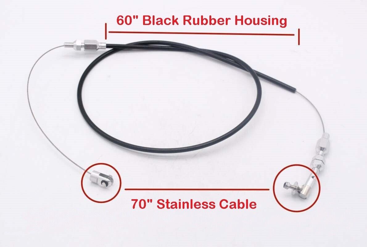 60in Universal Throttle Cable Replacement Black Rubber Car Truck 5ft long
