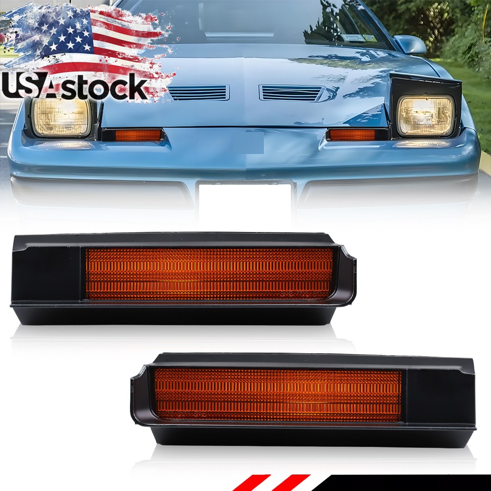 2X Amber Bumper Parking Signal Marker Lights For 82-90 Pontiac Firebird Trans Am