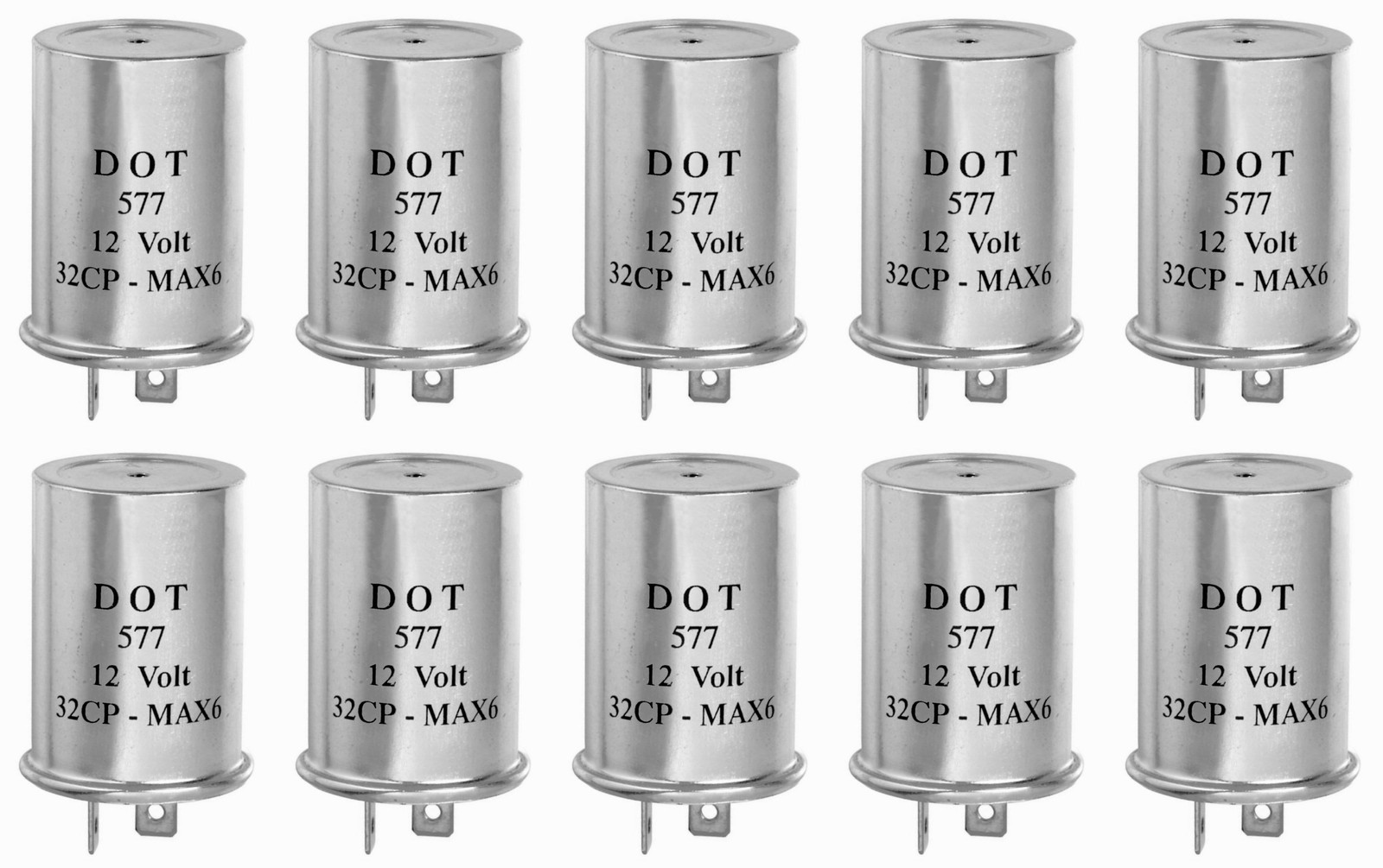 TEN (10) pcs 2-Prong Thermal Turn Signal Flasher Relay FL577, Extra Loud 552/536