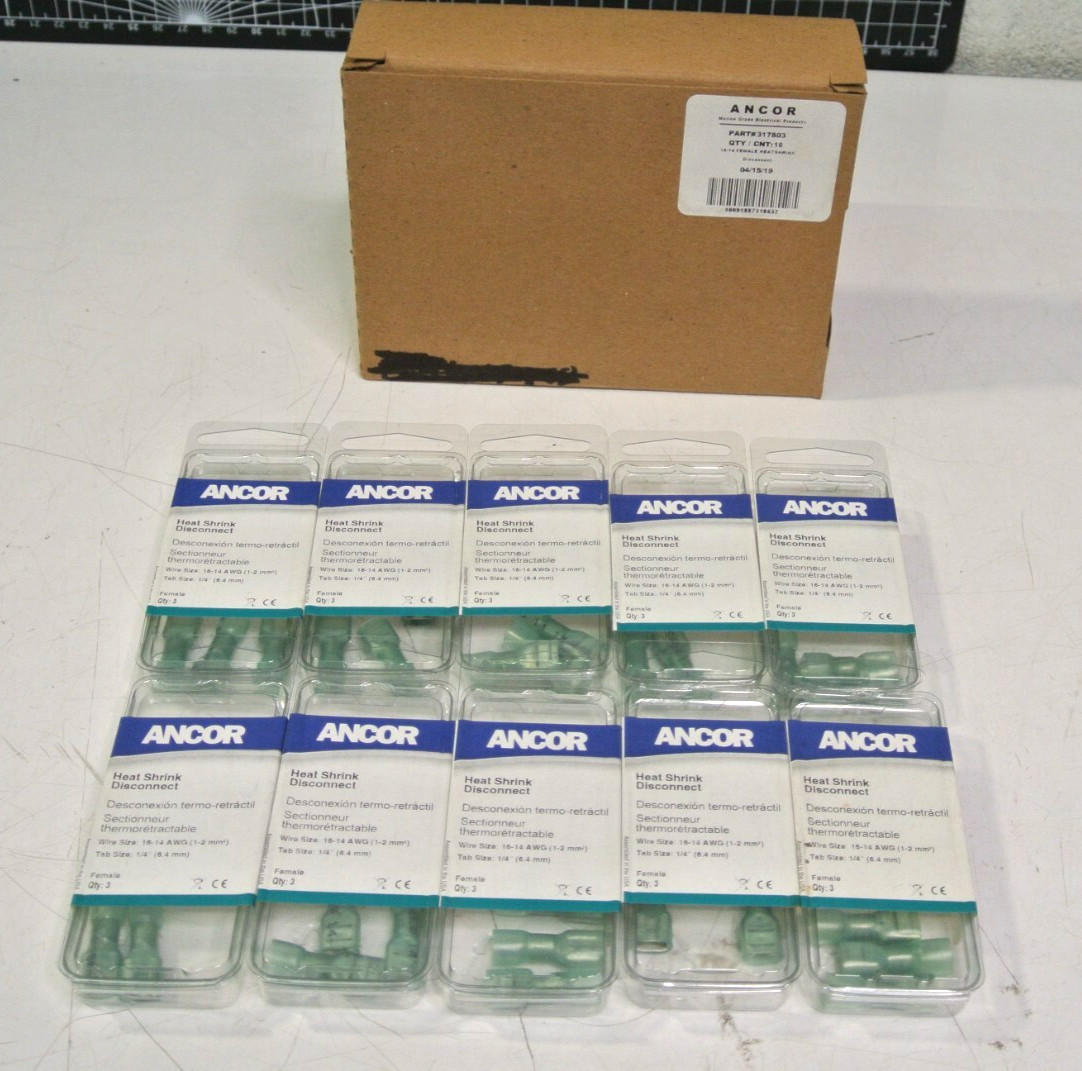 10 Ancor 317803 16-14 AWG Heat Shrink Female Disconnects - 3 Pack