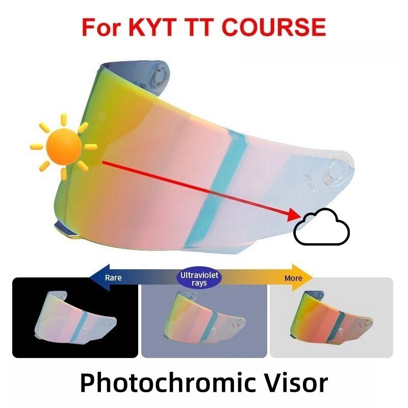 Photochromic Revo Visor Shield Fits For KYT TT COURSE Motorcycle Helmet Lens HOT