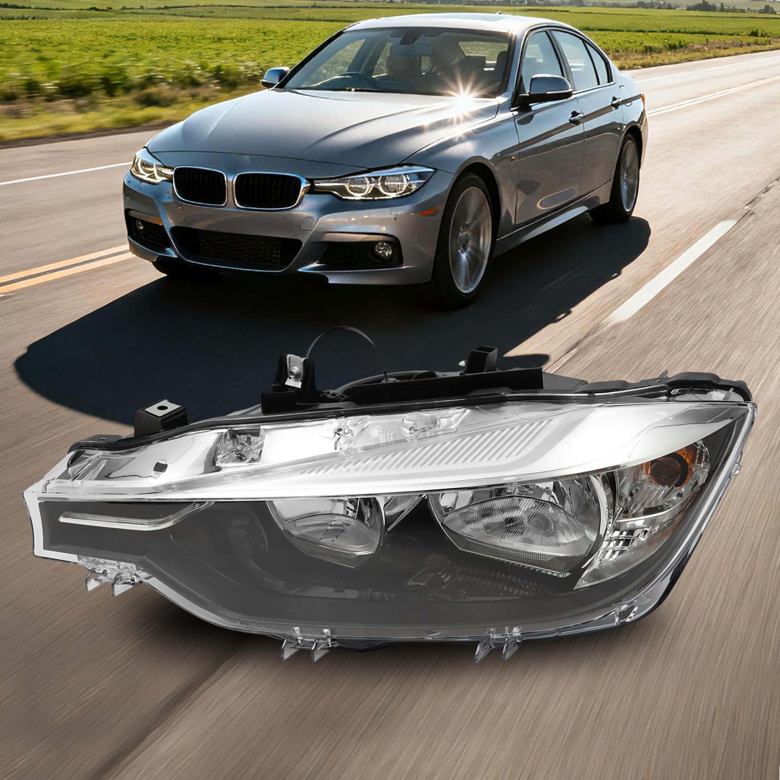 For 2016-2018 BMW 3 Series Base Halogen Headlight Headlamp w/Bulb Driver Side LH