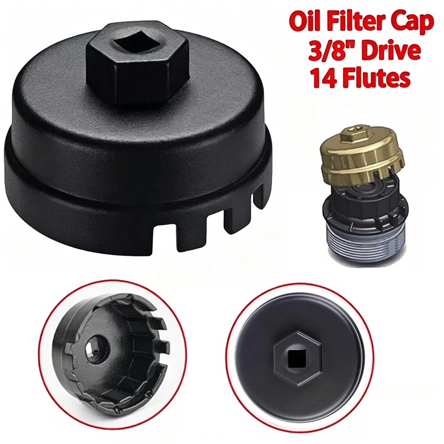 64.5MM 14 Flutes Oil Filter Cap Wrench Cup Socket Remover Tool Fits Toyota Lexus