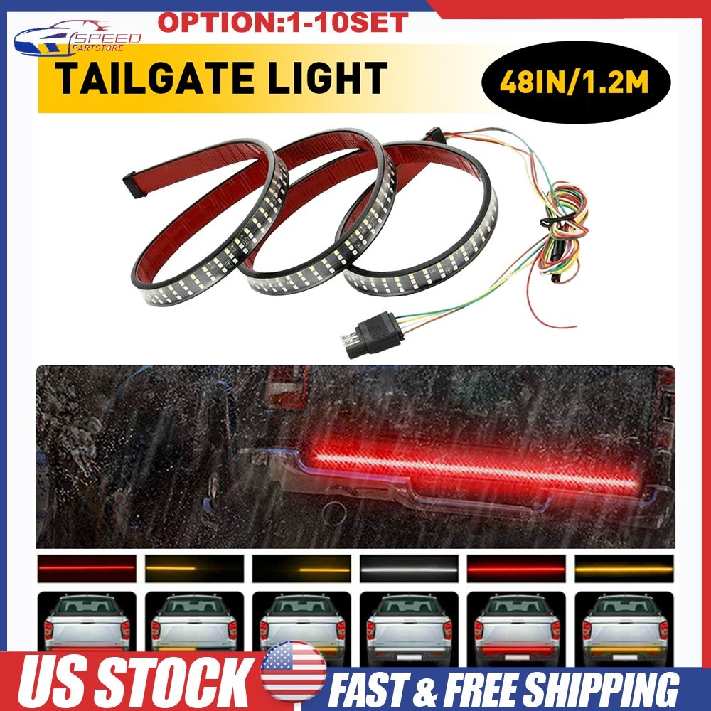 LED Strip Tailgate Light Bar 48inch Turn Signal Tail Brake Running Tri Row Truck