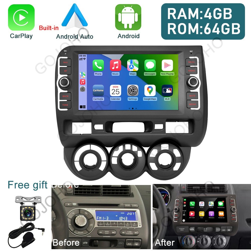 Carplay For Honda Fit Jazz 2004-2007 Android 15 Car Radio Stereo GPS Navi Player