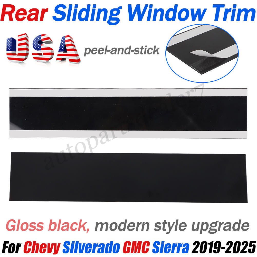 For 2019-25 Chevrolet Silverado/GMC Sierra Rear Sliding Window Trim Gloss Black