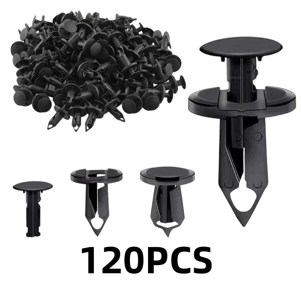 120PCS 8mm Bumper Clips Auto Car Hole Retainer Rivets Fastener Fender Push Pin
