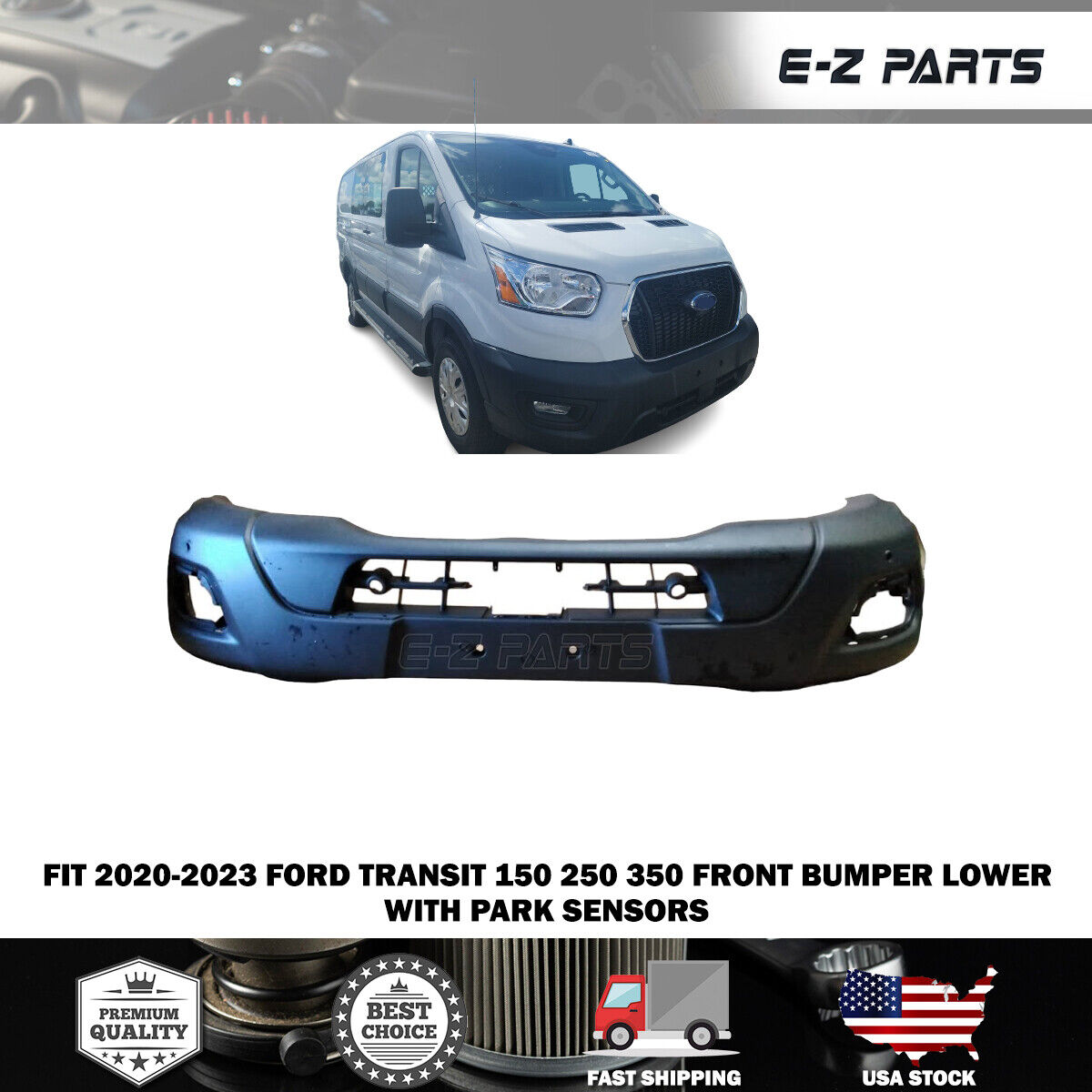 For 2020-2023 Ford Transit 150 250 350 Front Bumper Lower with Park Sensors