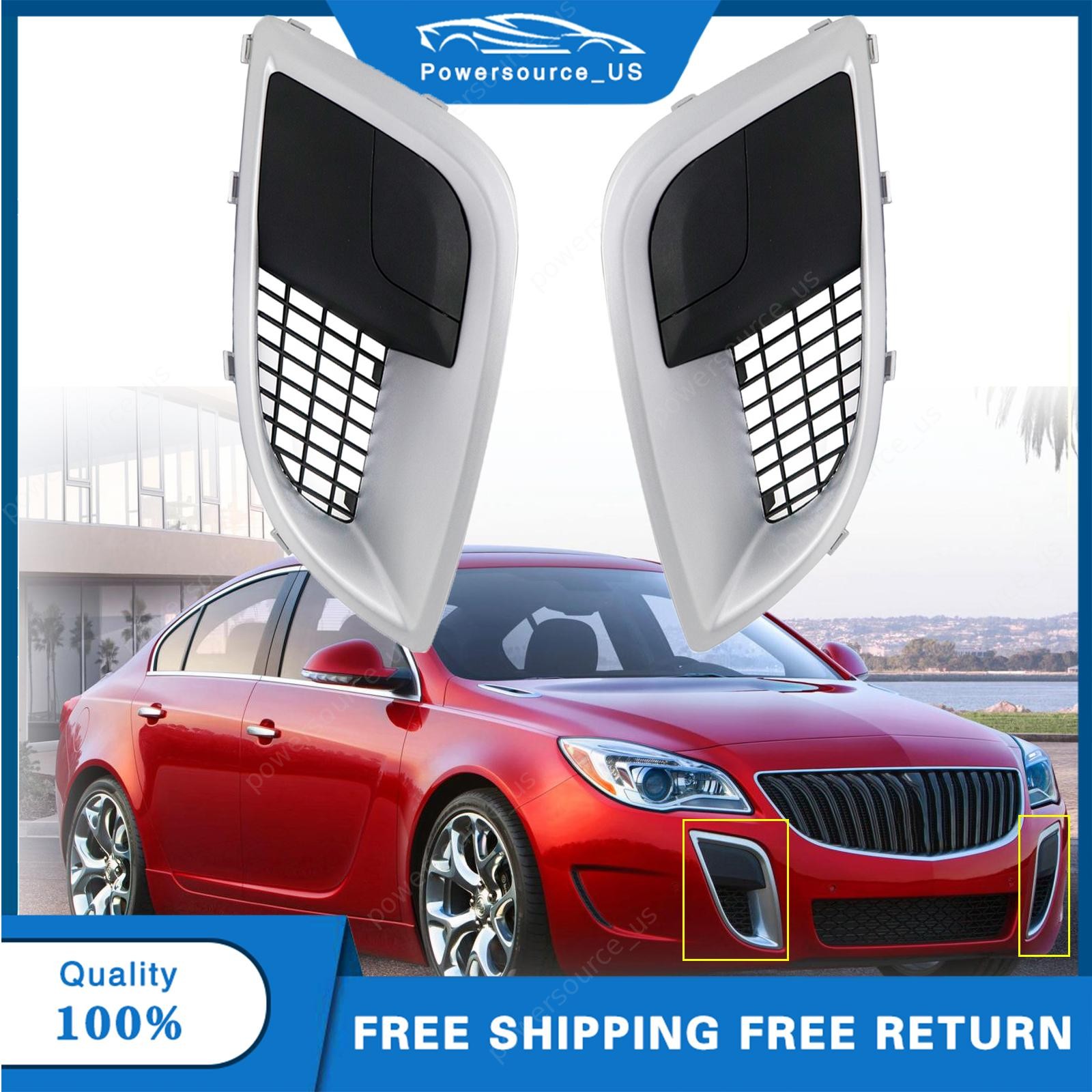 For Buick Regal GS 2012-2017 Front Bumper Air Inlet Grille Cover Trim 2PCS LH+RH