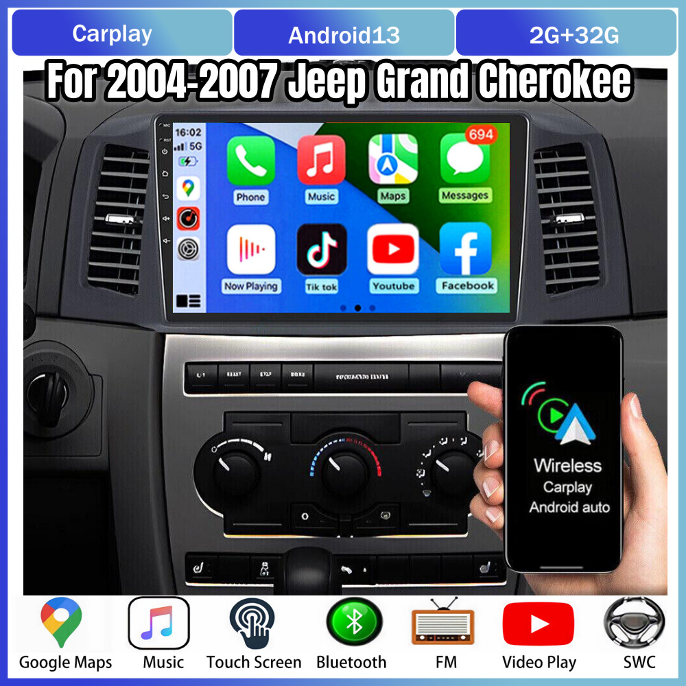 For 2004-2007 Jeep Grand Cherokee Android 13.0 Carplay Car Stereo Radio GPS Navi